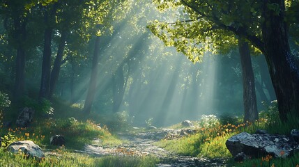 forest landscape in the morning sun