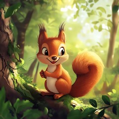 Fototapeta premium cute cartoon squirrel