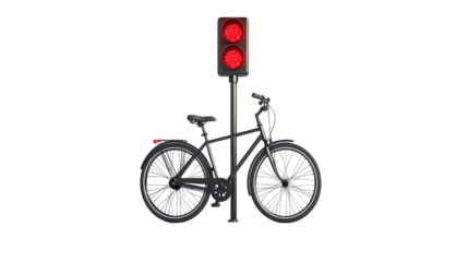 Bicycle at a Red Light in Front of a Pixelated Wall