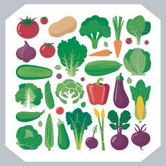 Set of vegetables black silhouette Carrot, potato, tomato, cucumber, onion, garlic, cauliflower, bell pepper, cabbage vector icon in white background.