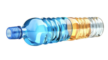 Plastic Water Bottle with Blue and Golden Liquid