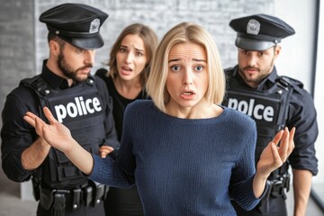 Obraz premium Woman Being Questioned by Police