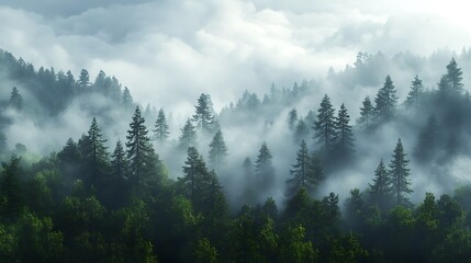 redwood trees with clouds © atar