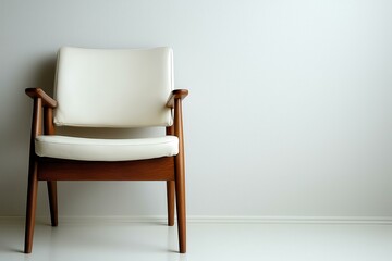 Wooden mid-century modern chair in minimalist living space
