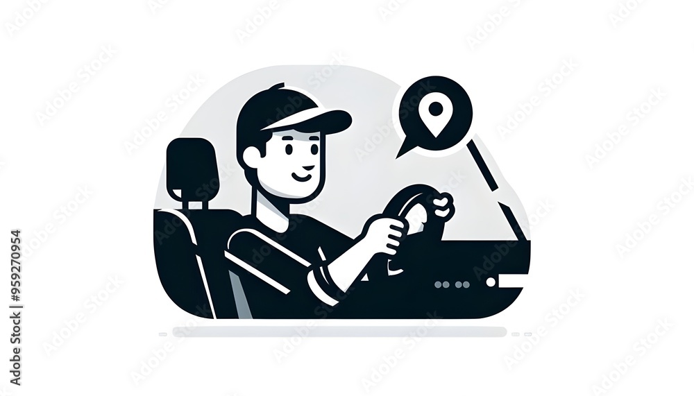 Wall mural Flat vector illustration of a driver safe  driving  