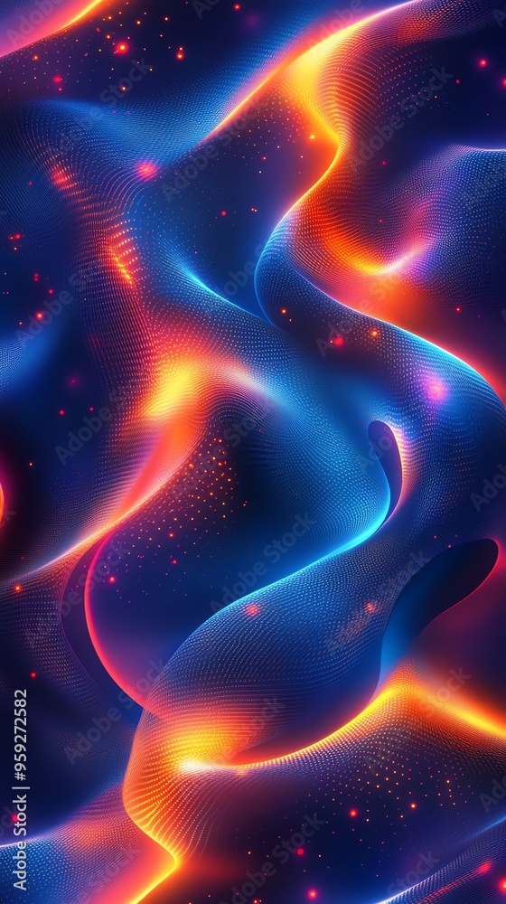Poster abstract digital wave background with glowing lights.