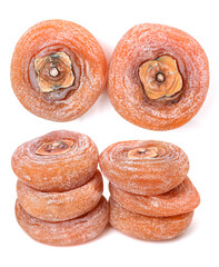 dried persimmon on white background 