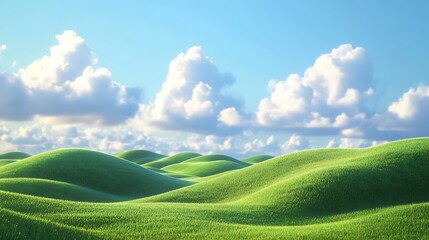 3d cartoon green hills landscape