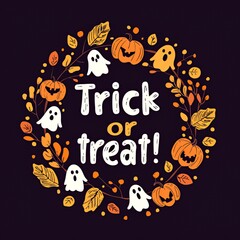 Trick or Treat Halloween Wreath with Pumpkins and Ghosts