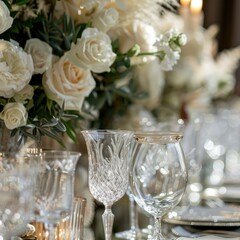 Realistic shot of a premium table setting with close-up view