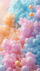 Soft, pastel-colored bubbles create an enchanting and whimsical background, perfect for projects in beauty, creativity, and children's themes.