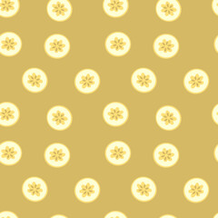 Exotic tropical seamless pattern with banana slices. Perfect print for paper, textile and fabric. Hand drawn llustration.