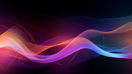 Fototapeta premium Dynamic Flowing Wave Abstract Dark Background Gradient Orange Blues Motion