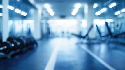 Fototapeta premium Blurred gym room background for fitness. AI generated images