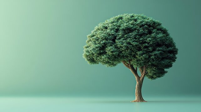 Green tree in form of human brain. Green thinking concept..