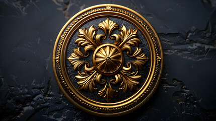 Naklejka premium Golden Fleur-de-lis Design on Black Background - 3D Illustration