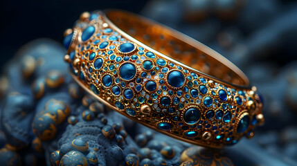 Gold and Blue Gemstone Bangle Illustration