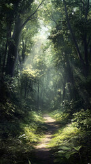 Obraz premium sun rays in the forest