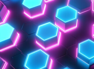 Glowing abstract background with hexagons