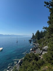 Lake tahoe coastline in the summer. 