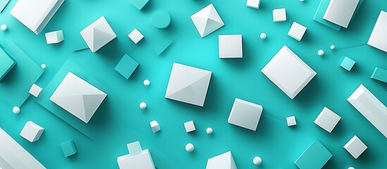 top view of square boxes on cyan backdrop.