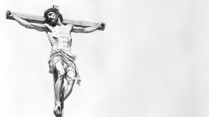 Pencil sketch outline of Crucifixion of Jesus Christ