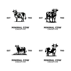 Obraz premium Cow Logo icon black white design illustration