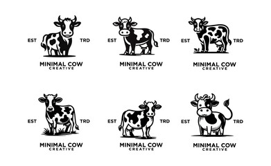 Cow Logo icon black white design illustration