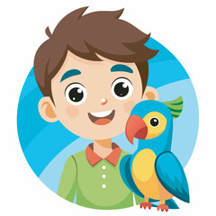 Boy with parrot cartoon design Animal zoo life nature character childhood and adorable theme.eps