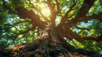 Sunlight Through Tree Canopy - Realistic Digital Illustration