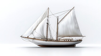 Obraz premium A classic wooden sailing yacht with white sails, gracefully cutting through the water.