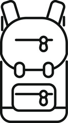 Simple line art icon of a hiking backpack, evoking a sense of adventure and the great outdoors