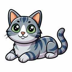 vector 2d cute cat lying down and looking at the camera