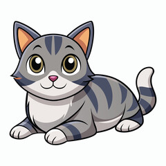 vector 2d cute cat lying down and looking at the camera