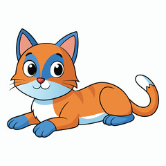 vector 2d cute cat lying down and looking at the camera