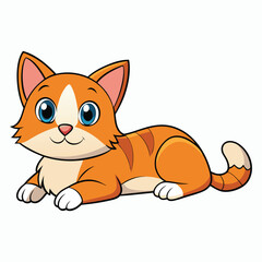 vector 2d cute cat lying down and looking at the camera