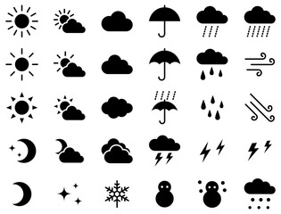 様々な天気アイコンのベクターイラストセット