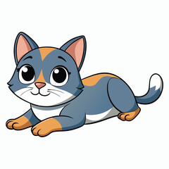 vector 2d cute cat lying down and looking at the camera