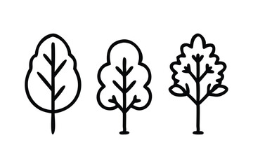 This is a set of tree silhouettes. The trees are rendered in a line art style.