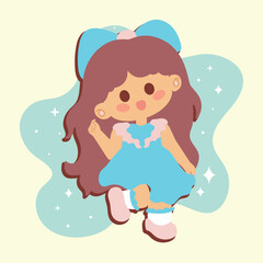 Cute girl with dress cartoon kawaii Vector