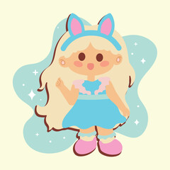 Cute girl with dress cartoon kawaii Vector