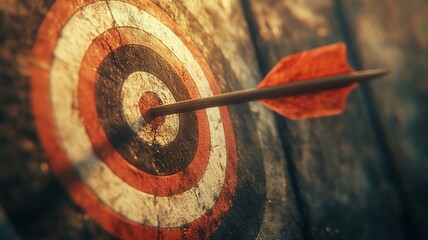 Arrow Striking the Bullseye of a Worn Target