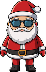 Christmas Santa Claus face with sunglasses, illustration in high quality and shadows, you can use in your Christmas designs.