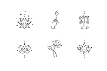 Vector lotus flower design element set, illustration for logo design, tattoo design