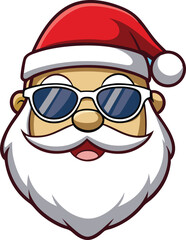 Christmas Santa Claus face with sunglasses, illustration in high quality and shadows, you can use in your Christmas designs.