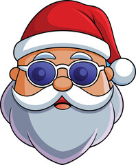Christmas Santa Claus face with sunglasses, illustration in high quality and shadows, you can use in your Christmas designs.