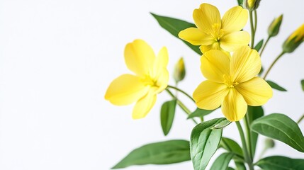Fototapeta premium Common evening primroseplant with flowers isolated on white : Generative AI