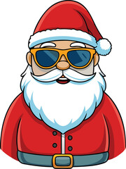 Christmas Santa Claus face with sunglasses, illustration in high quality and shadows, you can use in your Christmas designs.