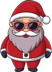 Christmas Santa Claus face with sunglasses, illustration in high quality and shadows, you can use in your Christmas designs.