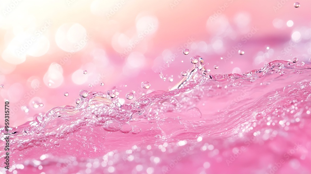 Fototapete abstract summer banner background transparent pink clear water surface texture with ripples splashes